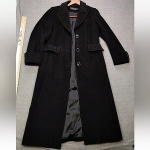 Forcaster of Boston Womens Black Melton Wool Silk Blend Overcoat Long